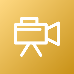 Camera icon representing audiovisual work by Santiago Caballero