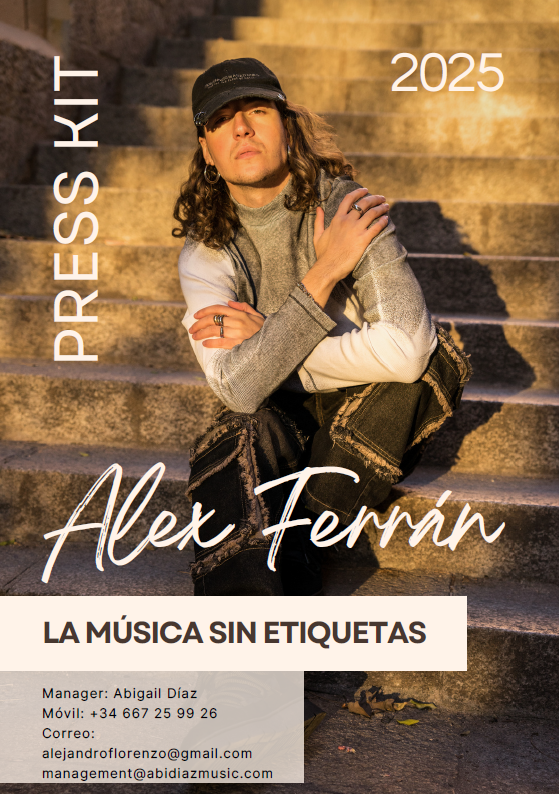 Cover of the Press kit/EPK made for the Madrid, Spain Artist, Alex Ferrán