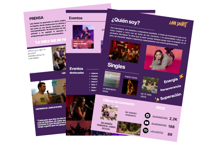 Press kit made for the single release campaign "No quiero perderte" by Laia Santos.